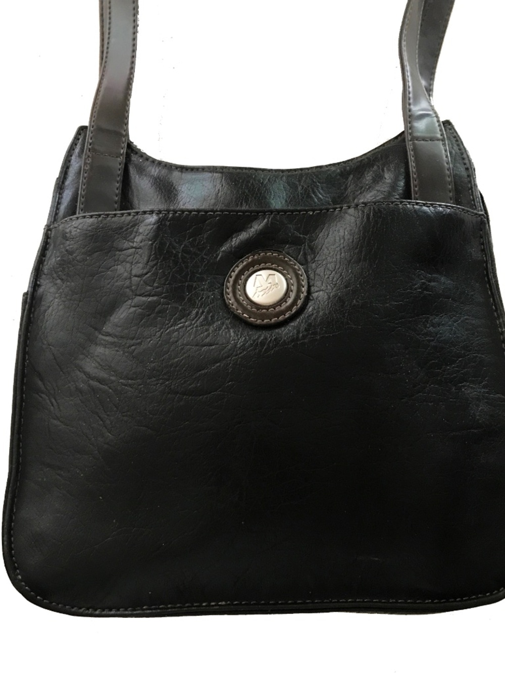 Mouflon Black Faux Leather Shoulder Purse Bag